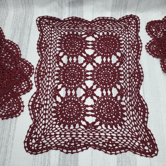 Beautiful Knit Tablemats - 6pc Set Wine - Picture 4 of 14
